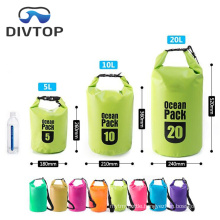 Factory custom logo 500D PVC canvas diving outdoor swimming kayak camping waterproof mobile phone bicycle dry bag.